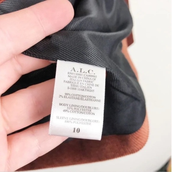 A. L. C. Vernay Corduroy Blazer In Deep Rust Size US 10 Rare Find - Picture 12 of 13